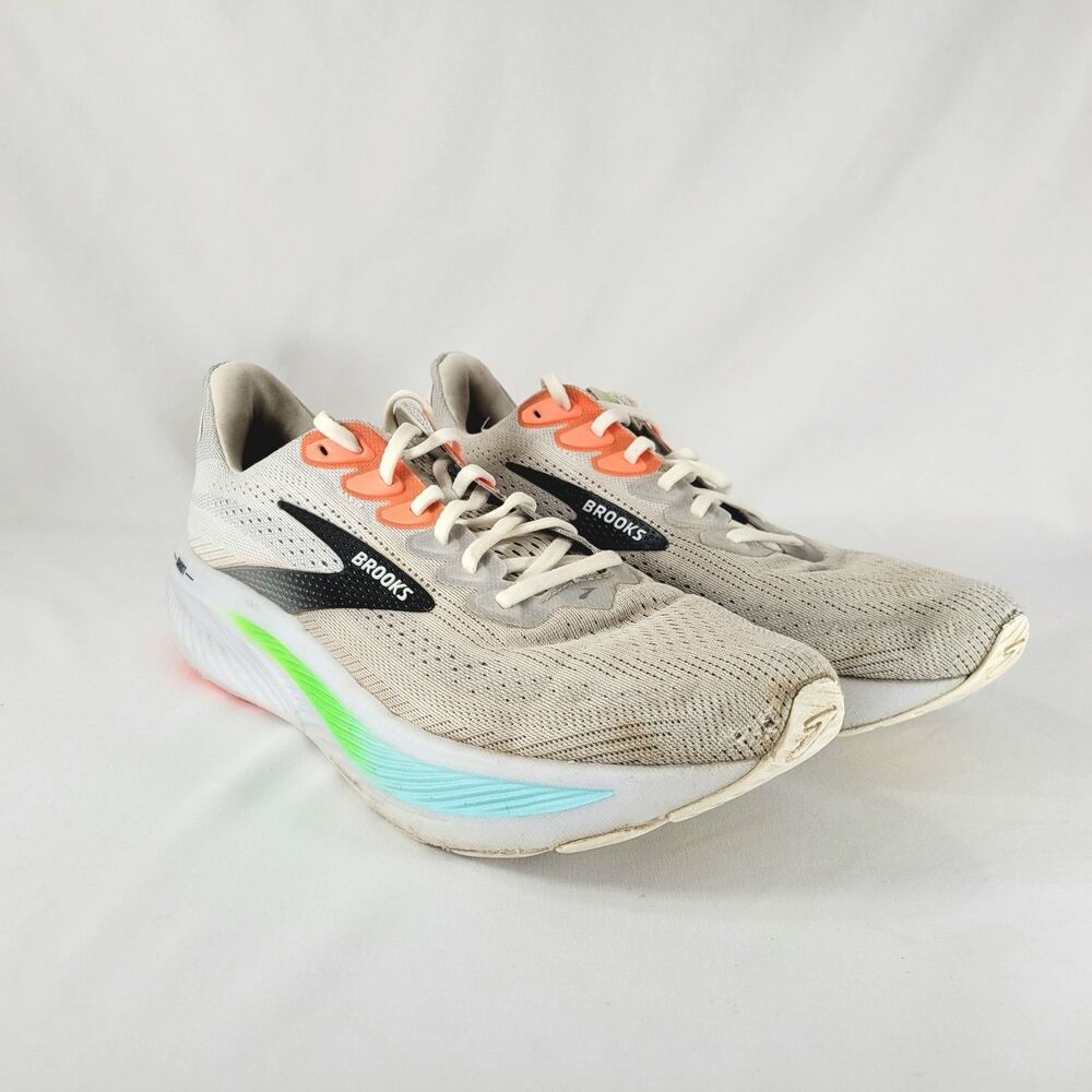 Men's Size 9.5 Brooks Ghost 17 Gray Pink Clay Gecko Cushioned Running Shoe
